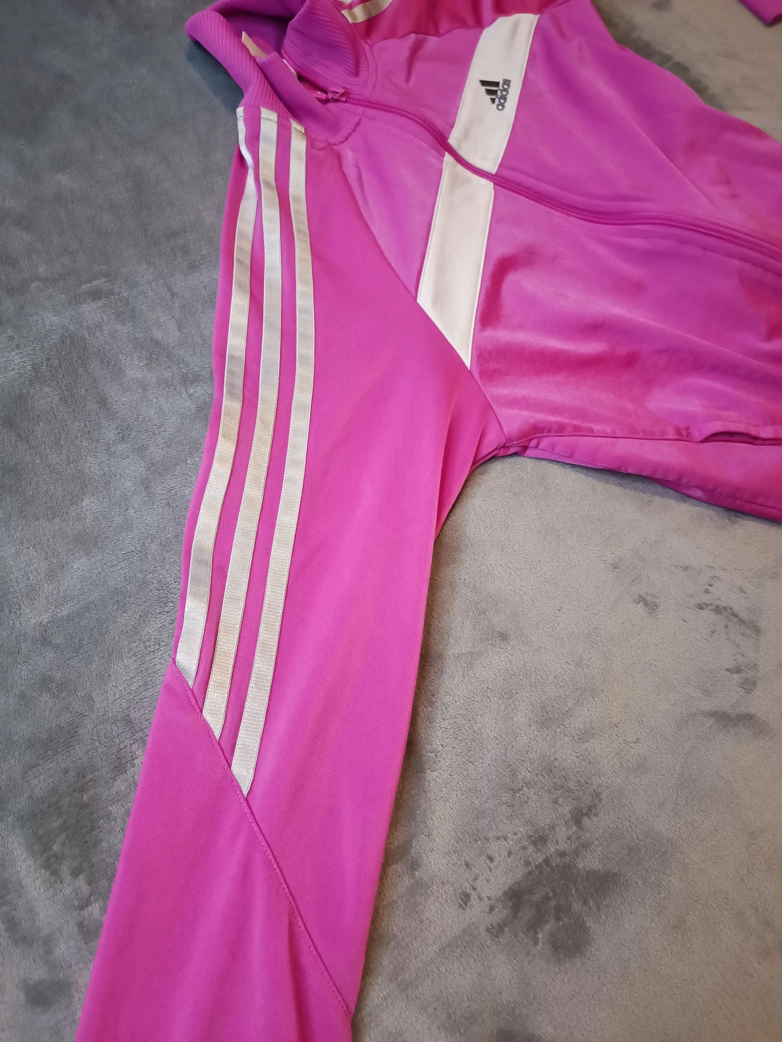 Adidas girls' zip-up tracksuit jacket size 14 years good condition pink color – photo 7